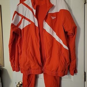 Reebok Reddish Orange and White Windbreaker Tracksuit